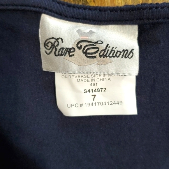 NWOT Rare Editions Solid Knit Navy Top Polka Dot Shorts Nautical Beach Set Sz 7 - Picture 17 of 17